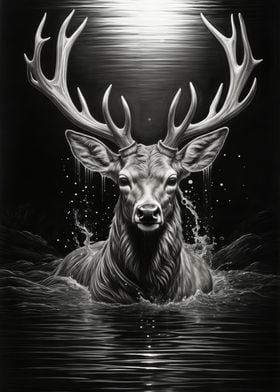 Majestic Deer in Moonlight