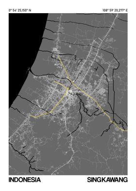 Singkawang Map Poster