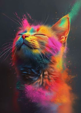 Cat With Colorful Powder