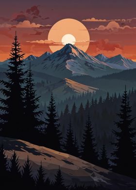 Mountain Sunset Landscape