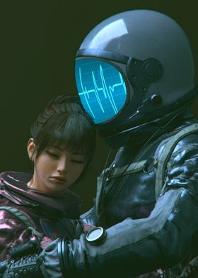 Cyberpunk Astronaut and Woman