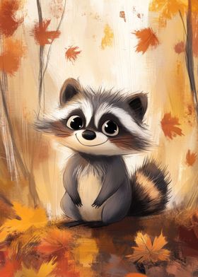 Cozy Raccoon in Autumn