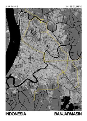 Banjarmasin Map Poster