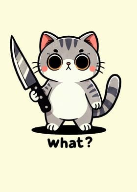 Cute Cat with Knife