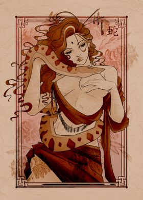 Snake Woman Art Deco