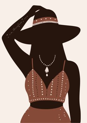 Bohemian Woman In a Hat Silhouette 