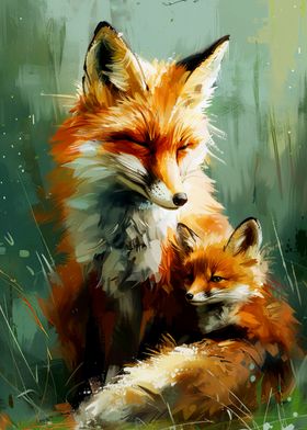 Fox Family Painting