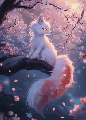 Baby Kitsune with Sakura