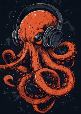 Octopus with Headphones