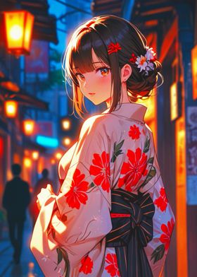 Anime Girl in Kimono