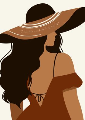 Boho Style Woman in Wide-Brimmed Hat