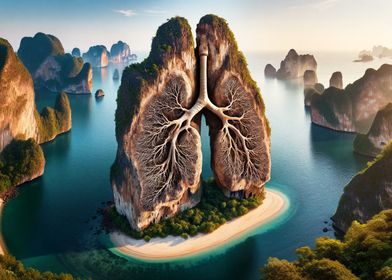 Seaside Lung-shaped Rock Formation