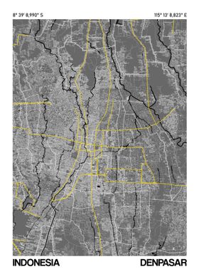 Denpasar Map Poster