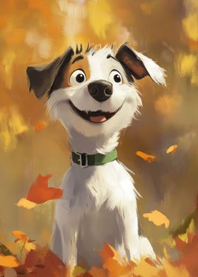 Happy Dog in Autumn