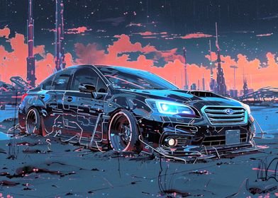 Subaru WRX in Cyberpunk City