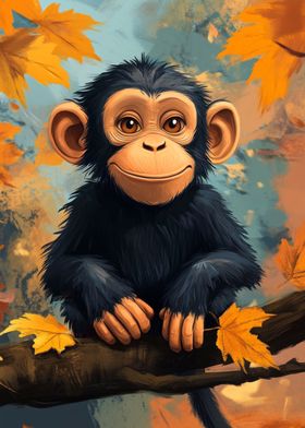 Smiling Chimpanzee Art