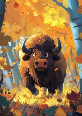 Forest Bison Illustration