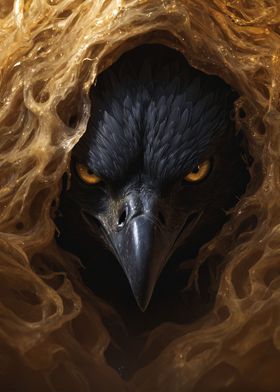 Wild golden crow art