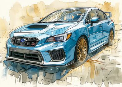 Subaru WRX STI Watercolor