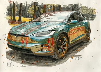 Tesla Model X Drawing