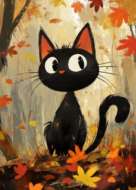 Autumn Cat Art