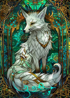 White Fox in Stained Glass