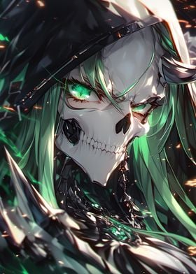 Green-Haired Skull Anime Girl