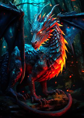 Fiery Dragon in Forest