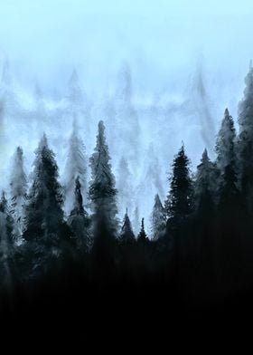 Misty Forest Watercolor