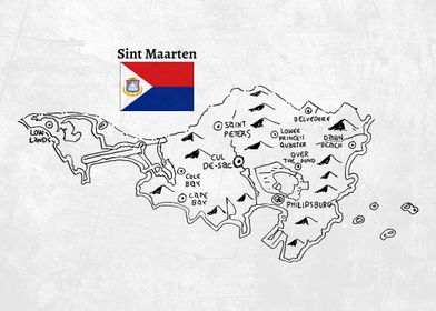 Handdrawn Sint Maarten Map