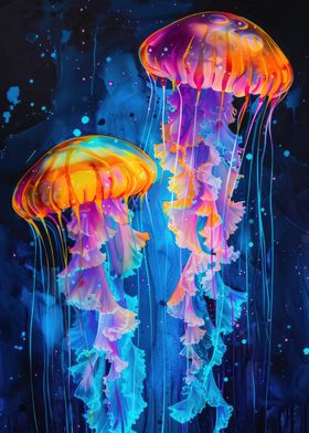 Two Neon Jellyfishes