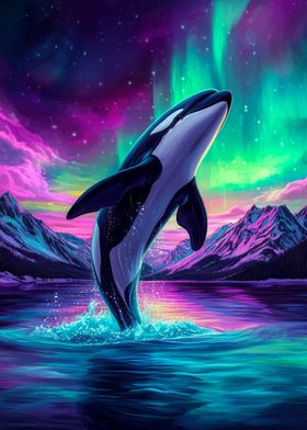 Orca Under Aurora Borealis