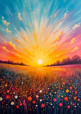 Sunset Meadow Painting