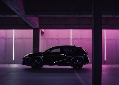 Black Lexus SUV in Garage