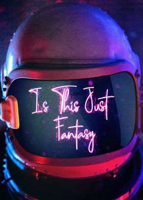 Fantasy in Orbit: Surreal Astronaut with Neon Words in Visor