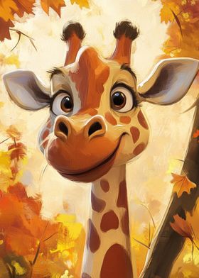 Smiling Giraffe in Autumn