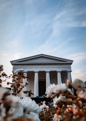 Neoclassical Building with Flowers