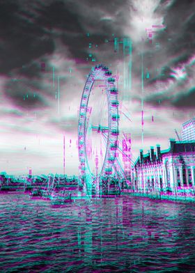 London Eye Glitch Art