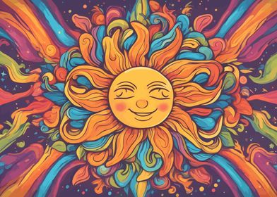 Smiling Sun with Rainbow