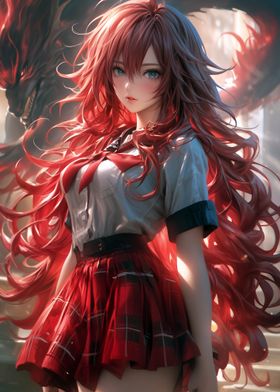 Anime Girl with Red Hair