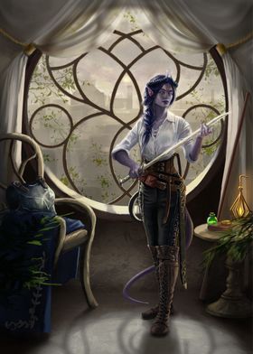 Tiefling Warrior by Window