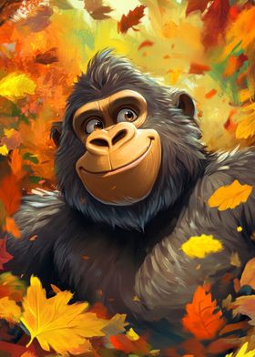 Smiling Gorilla in Autumn