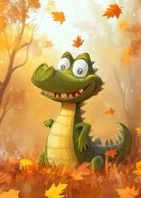 Smiling Crocodile in Autumn