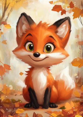 Cute Fox in Autumn