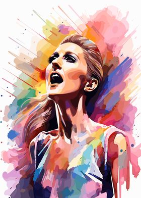 Celine Dion Watercolor Art