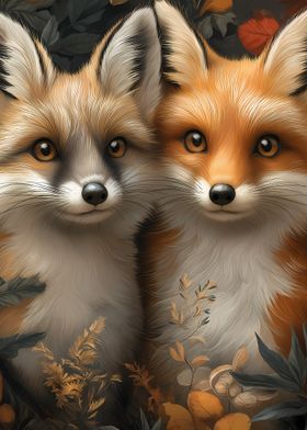 Two Foxes in Autumn