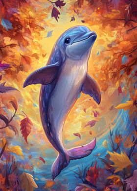 Dolphin in Autumn Leaves