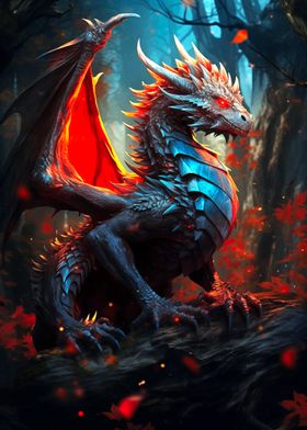 Fiery Dragon in Forest