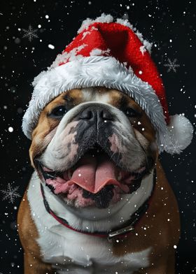 Bulldog Christmas Hat