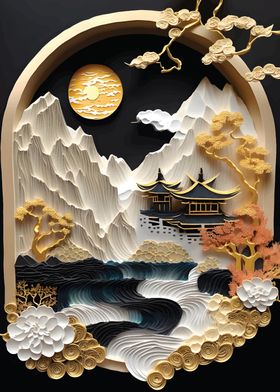 Papercut Mountain Landscape